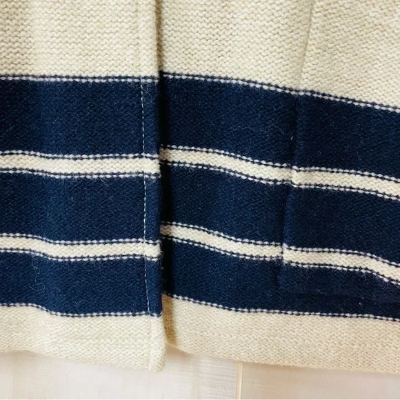 Lauren Jeans Co. Lambswool Cream Navy Stripe Knit Sweater Coat Sz XL wool - Picture 5 of 6